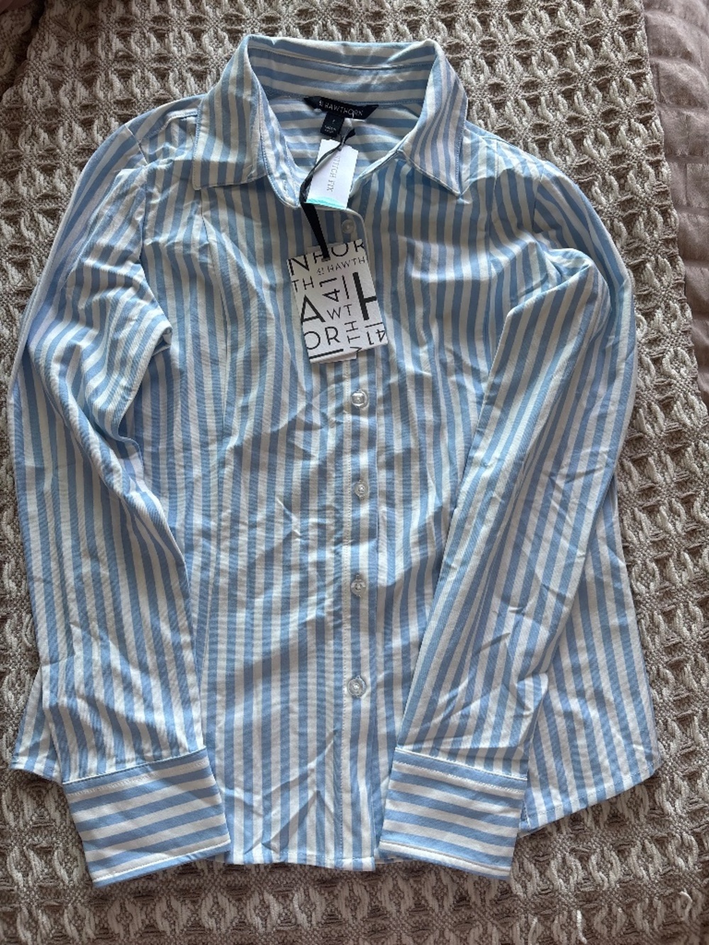 41 Hawthorn Striped Button Up Blouse Blue & White